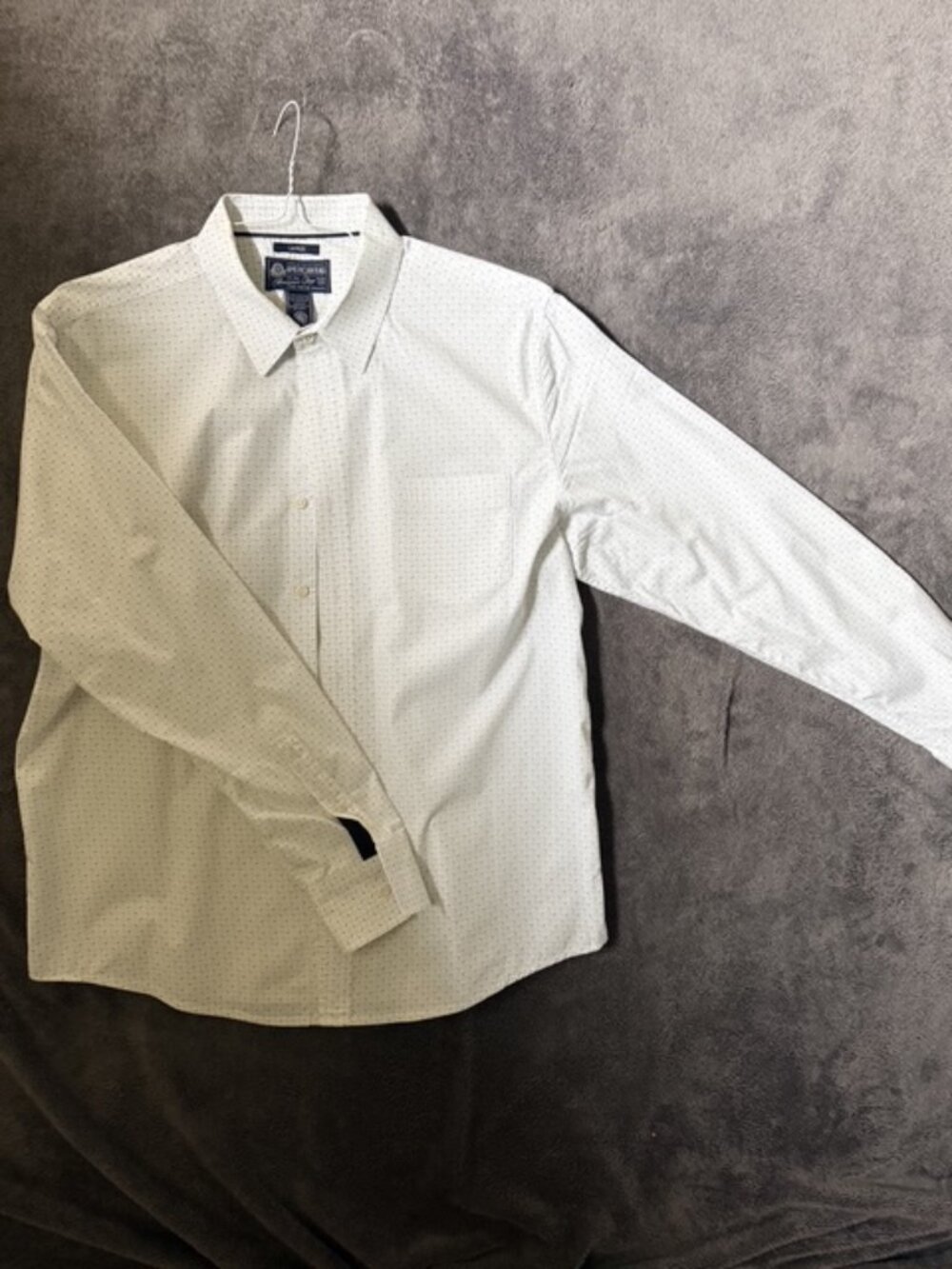 American Rag Dress Shirt Mens L White Geometric Print Button Up Cotton